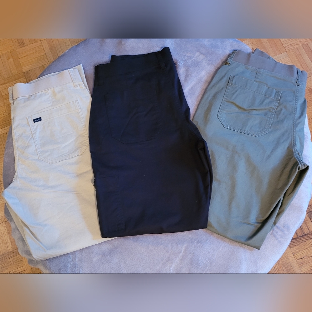 Lee cargo pants, women's sz. 14, 3 colors black, lt. beige, and olive